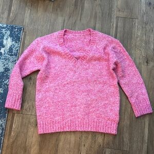 Pink V-Neck Women's Sweater
